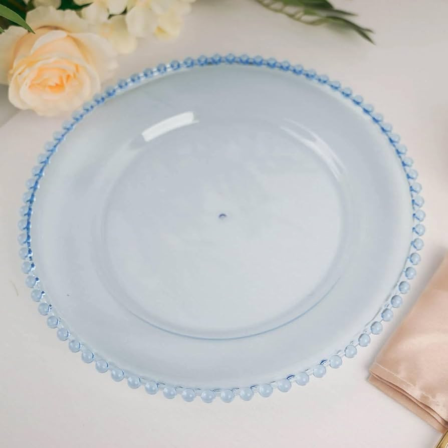 Efavormart 6 Pack 12" Clear Blue Acrylic Round Charger Plates With Beaded Rim Dinner Charger Plat... | Amazon (US)
