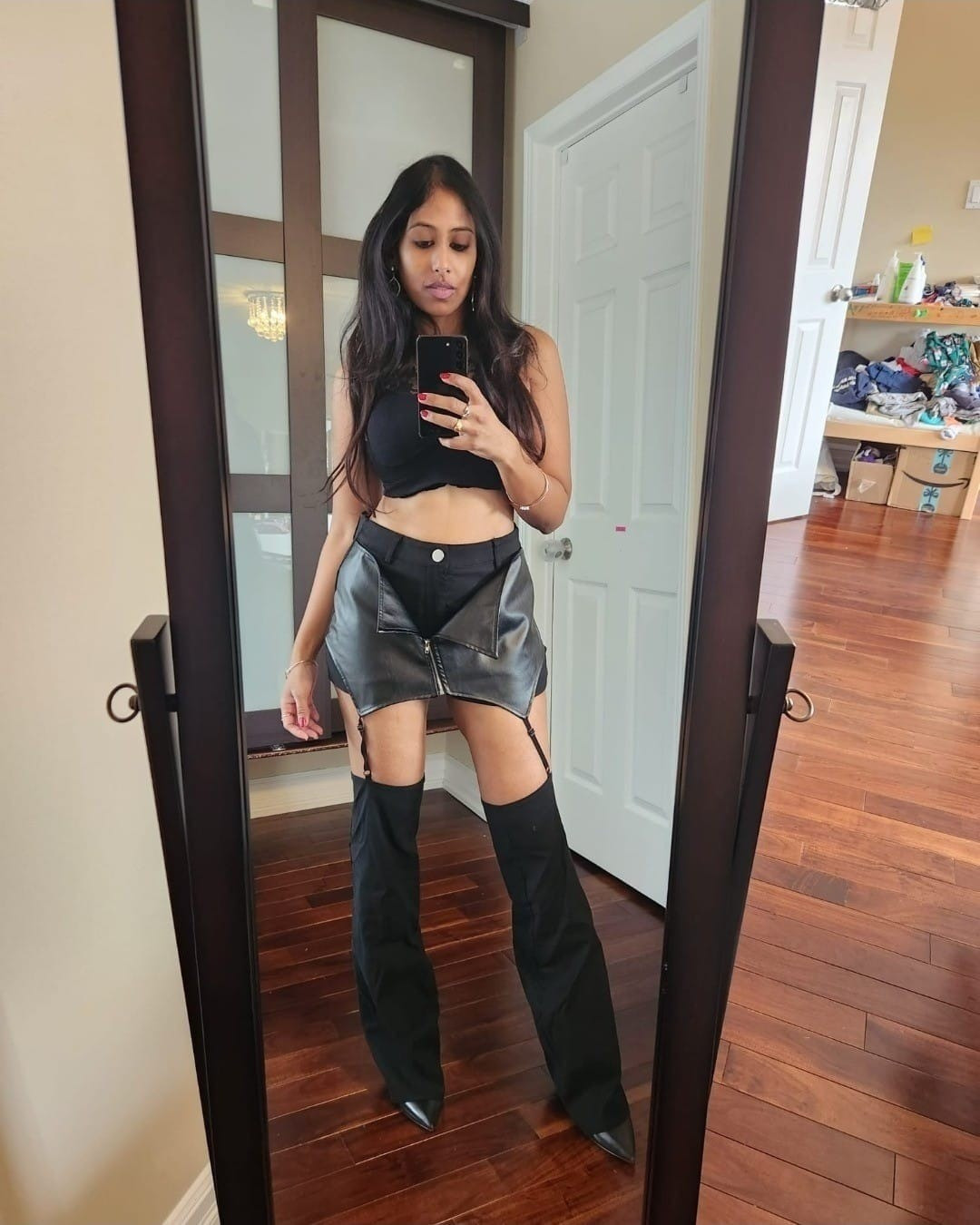 Valentine's Day look, date night, leather, crop top, boots, shorts, stirrup, cowgirl 

#LTKpartywear #LTKdatenight #LTKstyletip