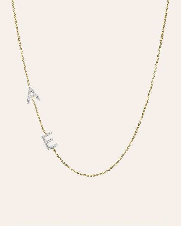 Diamond Asymmetrical Multiple Initials Necklace | Zoe Lev Jewelry