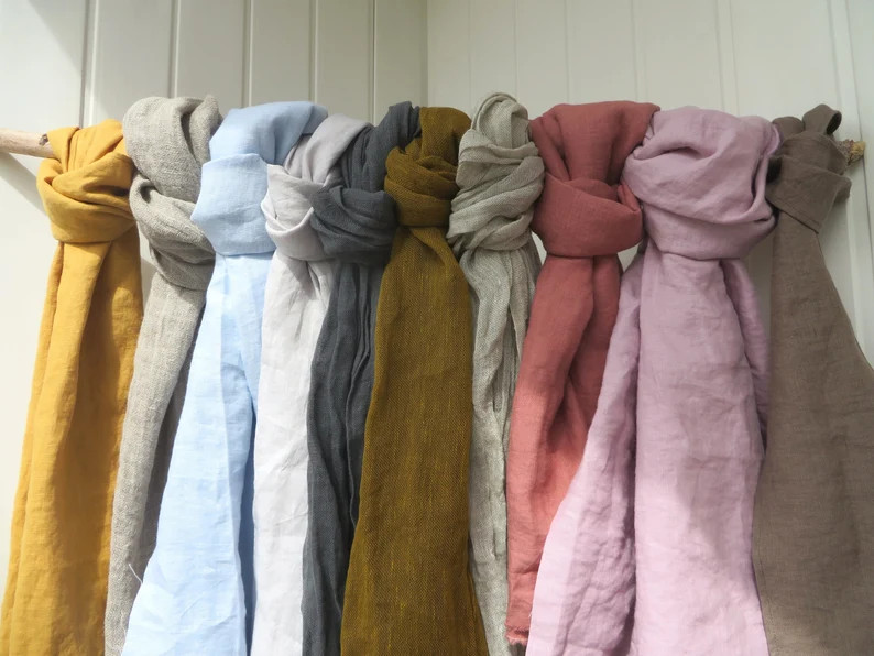 Linen Scarf Mothers Day Gift Scarf for Men for Women Gray | Etsy Canada | Etsy (CAD)