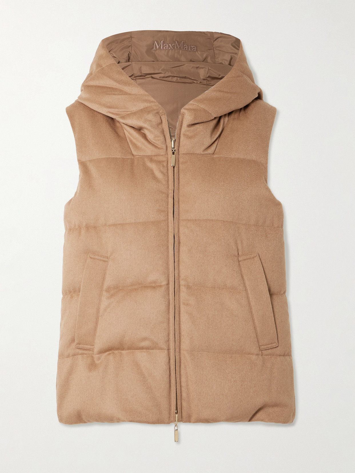 Max Mara - Cube Hooded Reversible Quilted Shell And Camel Hair Vest - Brown | NET-A-PORTER (US)