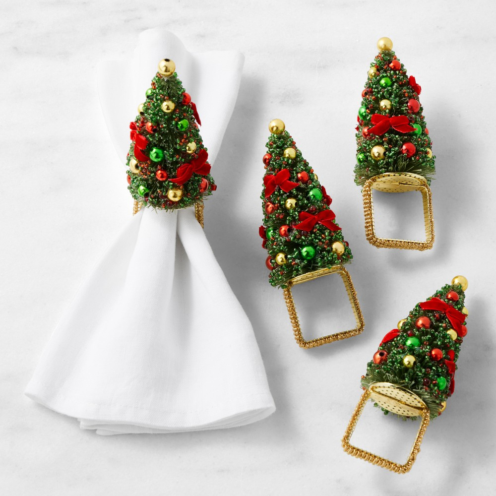 Kim Seybert x Williams Sonoma Figural Tree Napkin Rings, Set of 4  | Williams-Sonoma