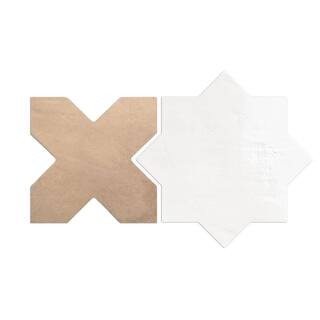 Argile Star Bianco with Cotto Cross 7 in. x 14 in. Porcelain Floor and Wall Tile (0.72 sq. ft./Ca... | The Home Depot