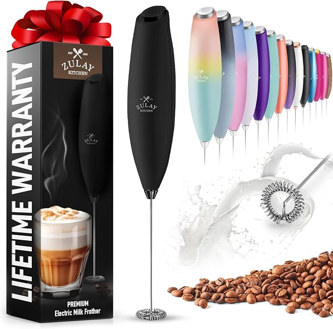 Zulay Powerful Milk Frother for Coffee with Upgraded Titanium Motor - Handheld Frother Electric W... | Amazon (US)