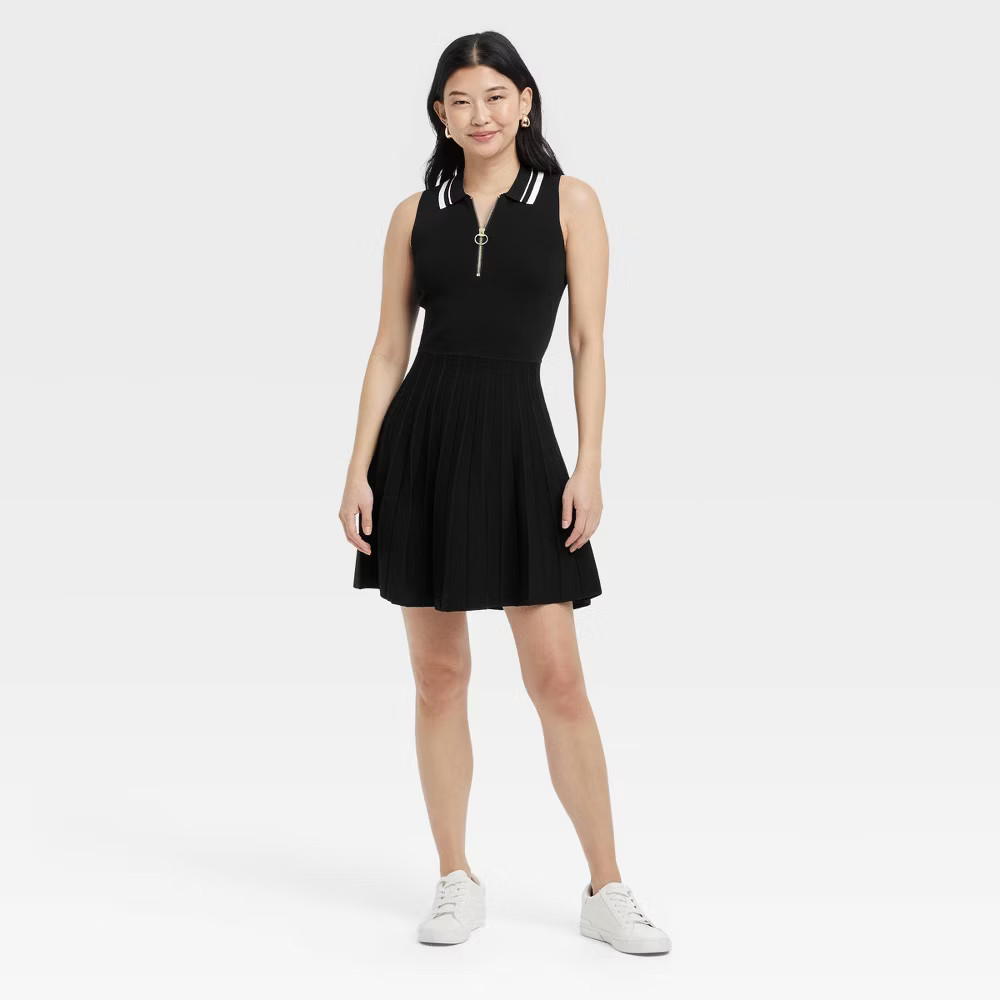 Women's Tennis Tank Sweater Dress - A New Day™ Black 2X | Target
