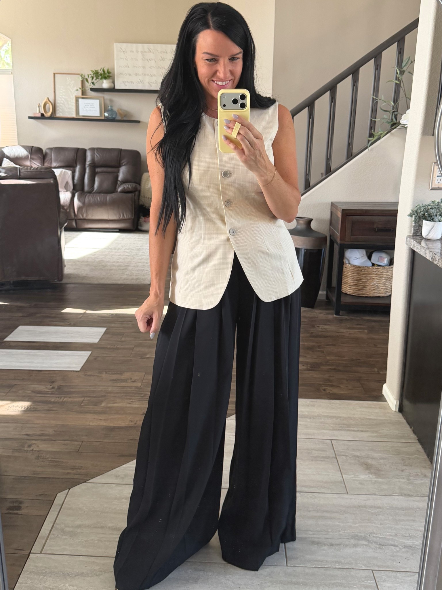 Gifted look from @Guess for a spring and summer workwear look that would also double as a graduation outfit! The pleated dress pants are a nice polished style and fabric. They also come in white. The vest is trendy and structured beautifully! Wear to work or happy hour! Friends and family sale is going on now with 25% off sitewide!

*Use their size charts to find your size based on your measurements. I am normally a size 4/27 and small at most retailers and ordered a size up in both according to the size chart. Pants: 6/42 • Vest: M

#LTKOver40 #LTKSaleAlert #LTKWorkwear