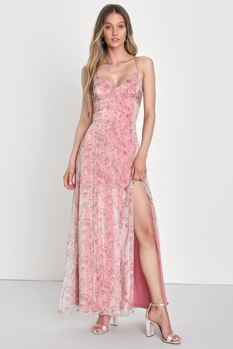 Forever Dreamy Pink Floral Organza Backless Maxi Dress | Lulus (US)