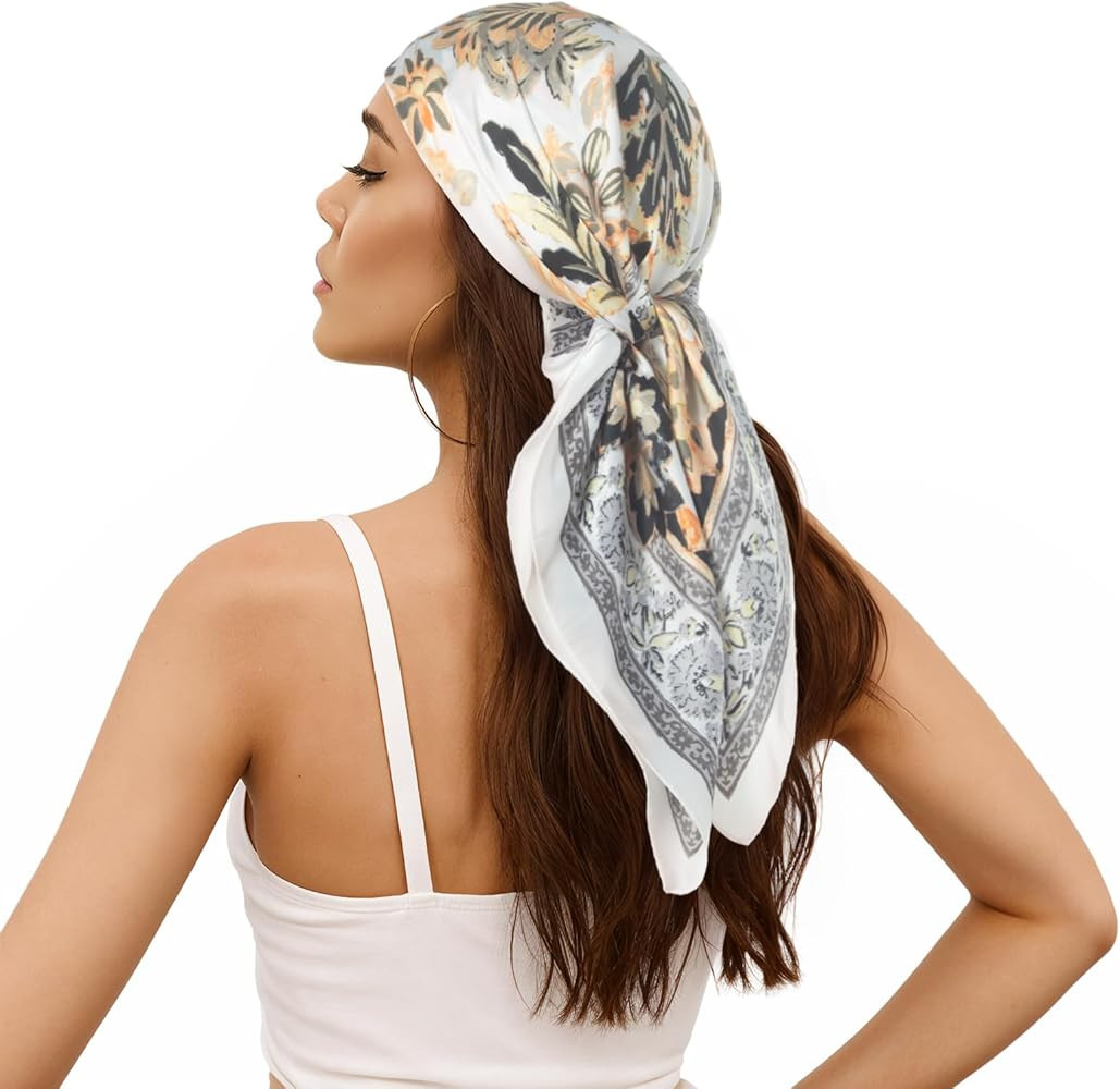 RIIQIICHY Women Head Hair Scarf Like Satin Silk Scarf Sleeping Hair Wrapping Night 27.5" | Amazon (US)