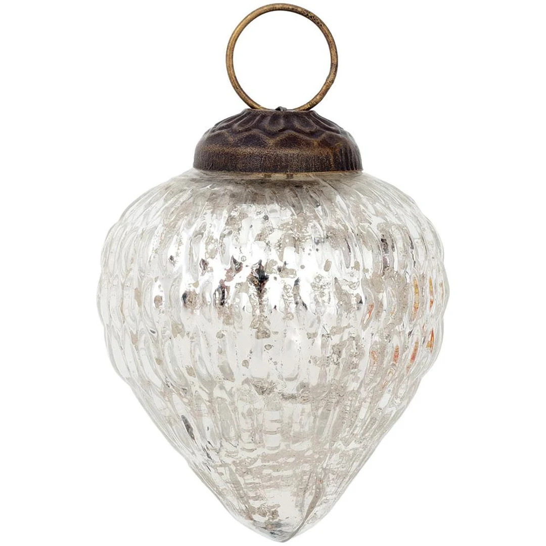 2.5" Silver Melina Mercury Glass Hobnail Pine Cone Ornament Christmas Decoration | Etsy (US)