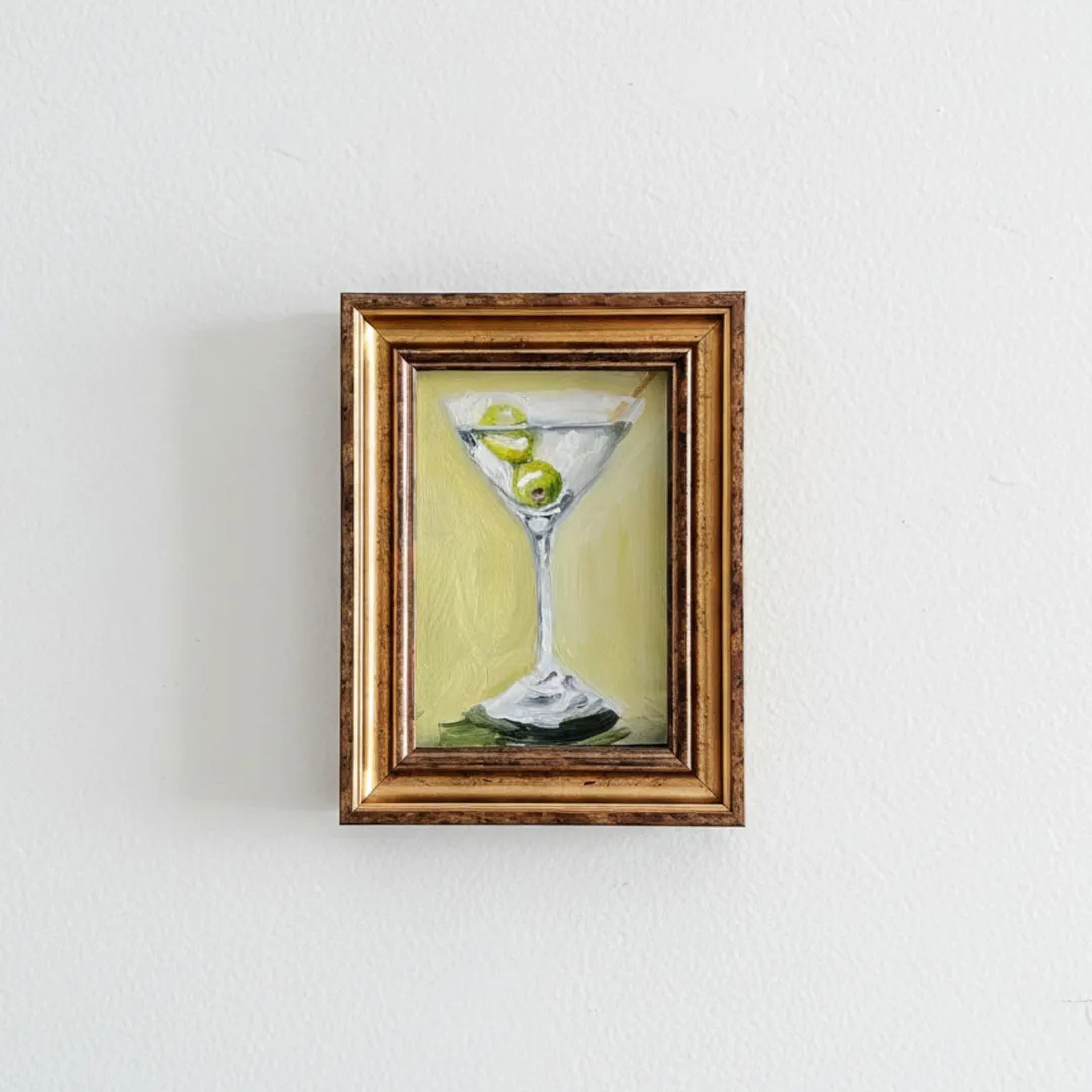 Dirty Martini Original Oil Painting, Small Framed Cocktail Wall Art, 4x6 Inches (10x15 cm) | Etsy (US)