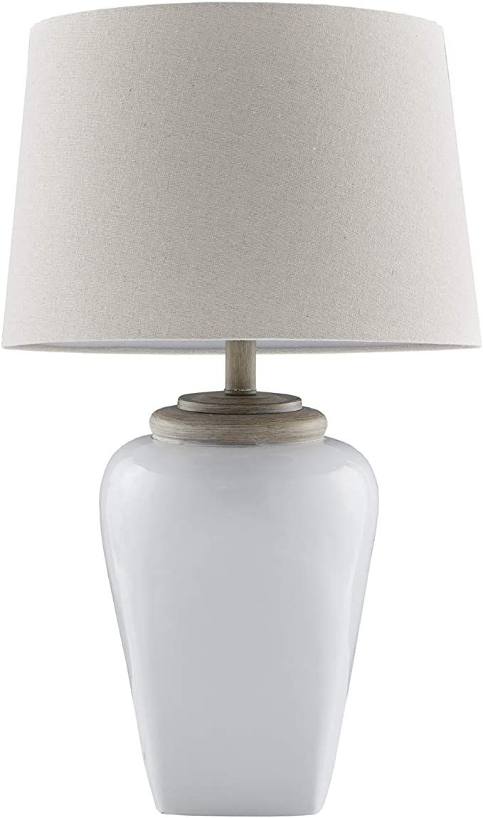 MARTHA STEWART Jemma Table Lamp Living Room Decor - Curved Ceramic Base, Tapered Drum Shade, Mode... | Amazon (US)