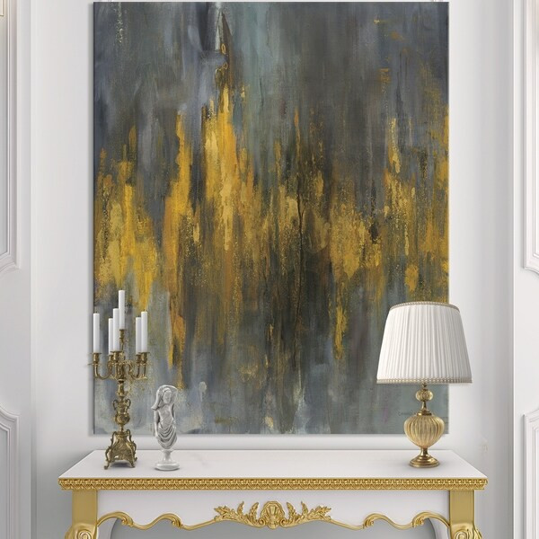 Designart 'Black and Gold Glam Abstract' Modern & Contemporary Canvas Artwork - Grey | Bed Bath & Beyond