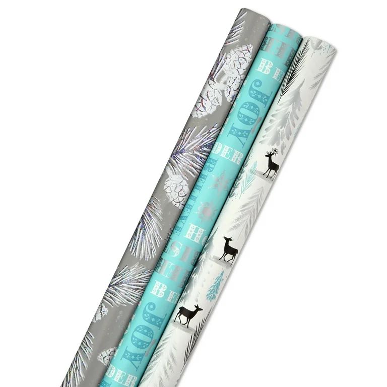 Hallmark Christmas Wrapping Paper Bundle with Cut Lines on Reverse, Elegant Winter, Holographic (... | Walmart (US)