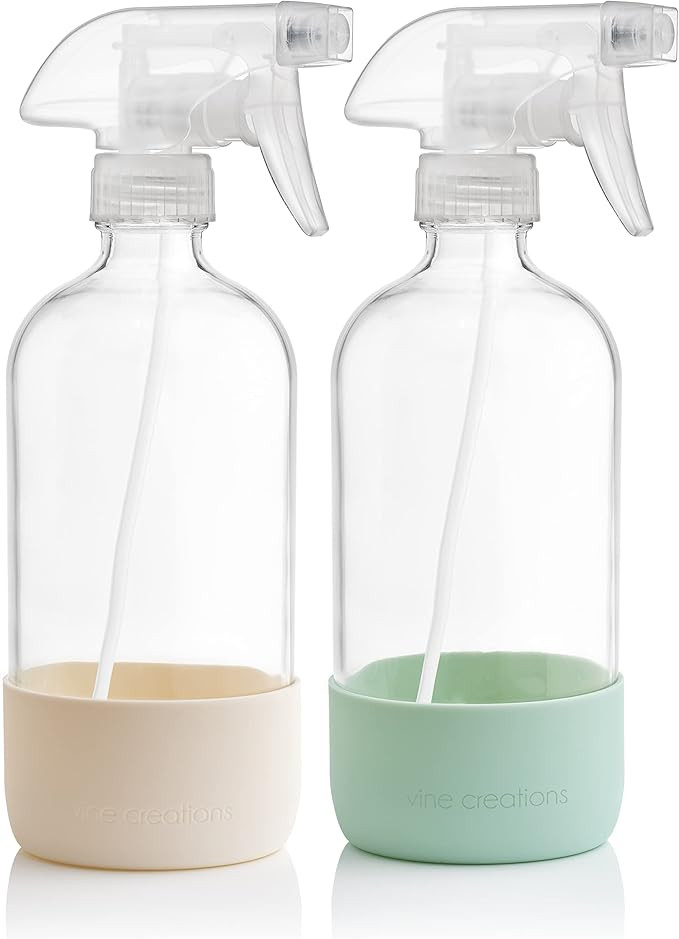 Vine Creations Clear Glass Spray Bottles with Silicone Sleeve, 16oz Refillable Empty Bottle for C... | Amazon (CA)