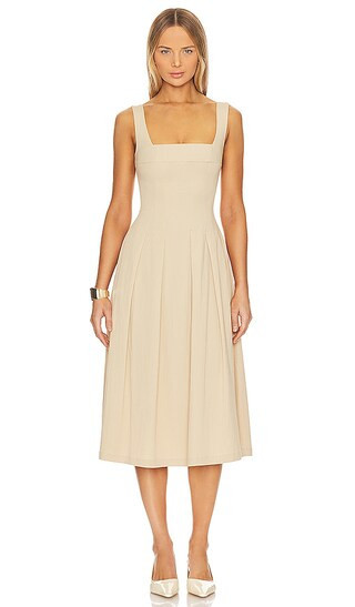 WeWoreWhat Corset Pleated Midi Dress in Beige. - size 2 | Revolve Clothing (Global)