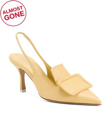 Made In Italy Leather Greta Slingback Heels | TJ Maxx