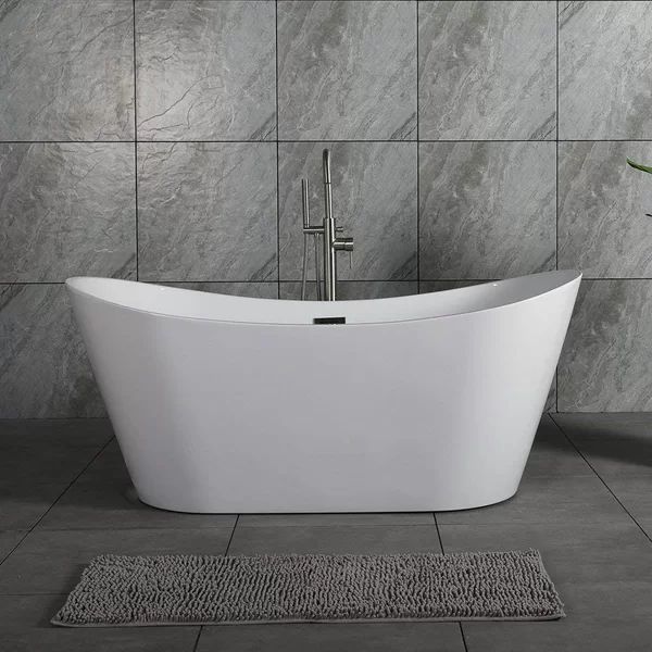 B-0010 Chrome 67" x 32" Freestanding Soaking Bathtub | Wayfair North America