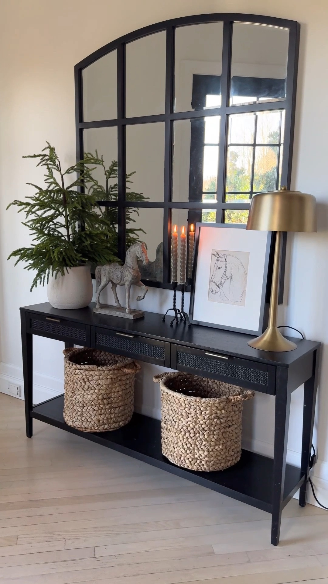 Winter decor styled on this black console table that’s on sale! 

#LTKHome #LTKSaleAlert #LTKmomlife