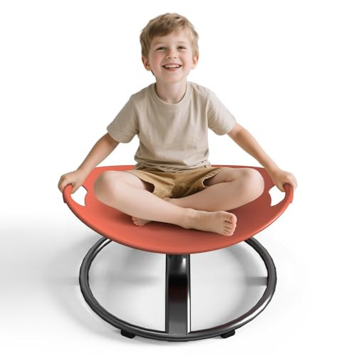 pozoera Spinning Chair for Autistic Kids - Sensory Spinning Chair for Autistic Children with Safety Handle & Non-Slip Design, Sensory Swivel Chairs for Kids 3-8 Years(Orange) | Amazon (US)