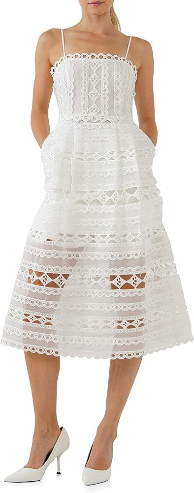 endless rose Women's Combination Lace Spaghetti Strap Midi Dress | Amazon (US)