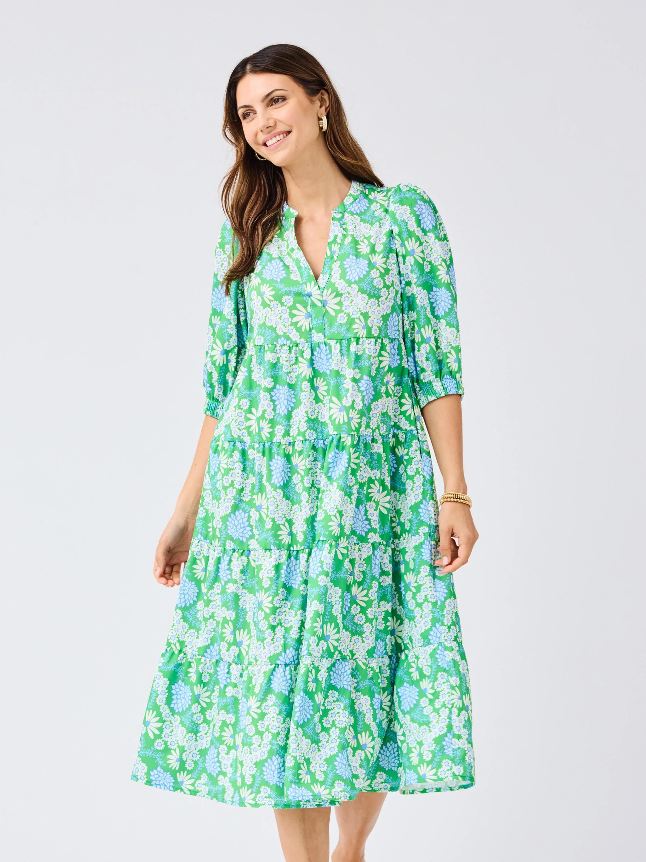 Cameron Dress | Daisy Chain Green | Mary Square