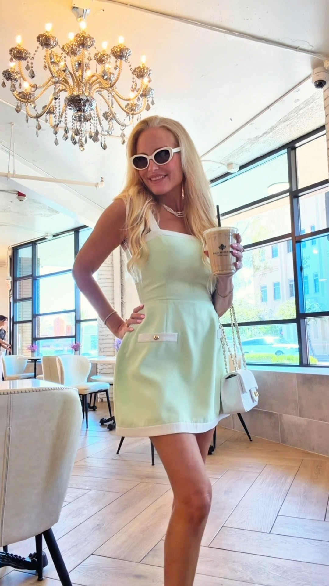 This mint green dress is giving me all the retro 60s vibes in the best way possible! Sooo flattering & has shorts underneath.  Wearing a medium. Runs tight in the bust for me but I made it work. Paired it with white flat slide sandals, white cat eye sunglasses and a white quilted bag for a fresh summery look.

#LTKgrwm #LTKdayinmylife #LTKootd