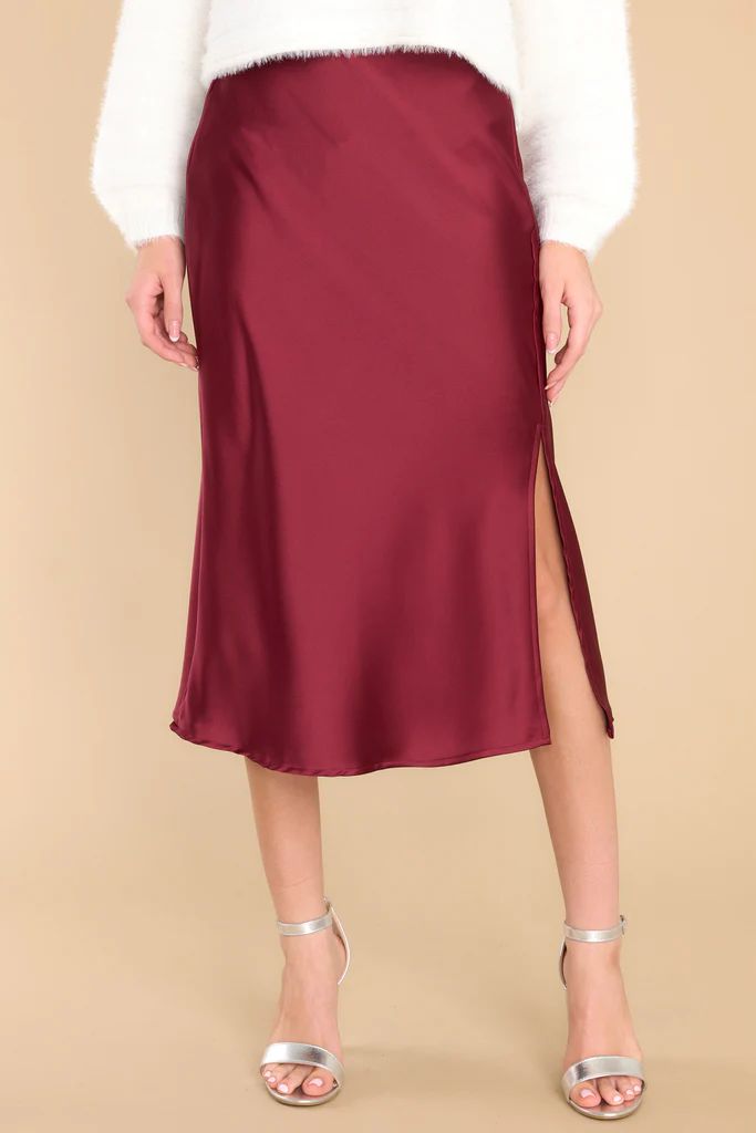 Listen To Her Burgundy Midi Skirt | Red Dress 