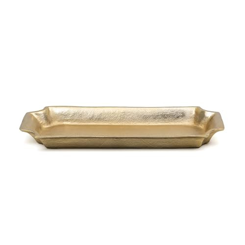 CNEIESD 17"x8" Gold Cast Metal Decorative Tray – Sleek Modern Accent for Tabletop & Entryway | Amazon (US)
