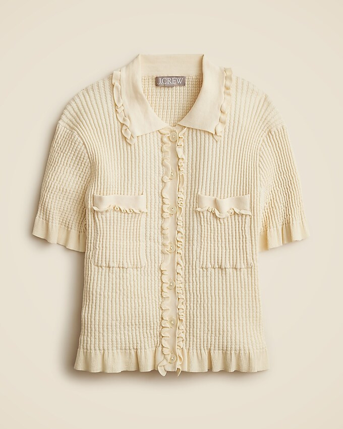 Pointelle ruffle-trim cardigan | J. Crew US