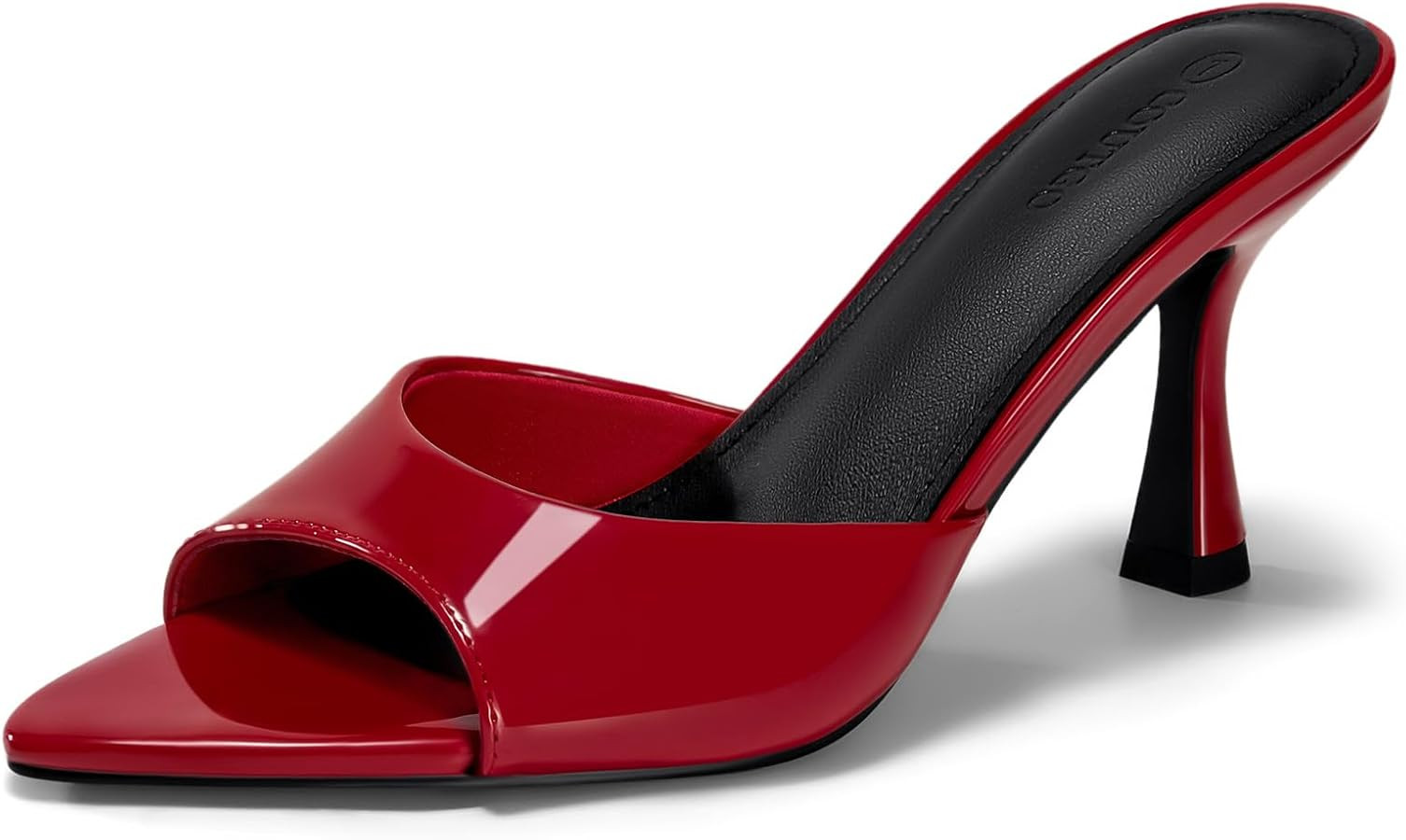 Coutgo Womens Kitten Heel Sandals Heeled Mules Pointed Open Toe High Heels | Amazon (US)