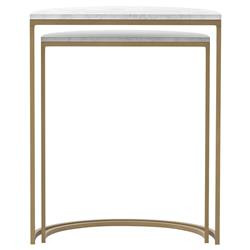 Annie Mid Century Modern White Marble Top Brass Iron Nesting Side Table | Kathy Kuo Home