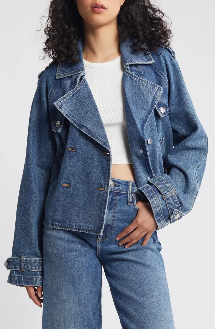 Sirus Crop Denim Trench Coat | Nordstrom