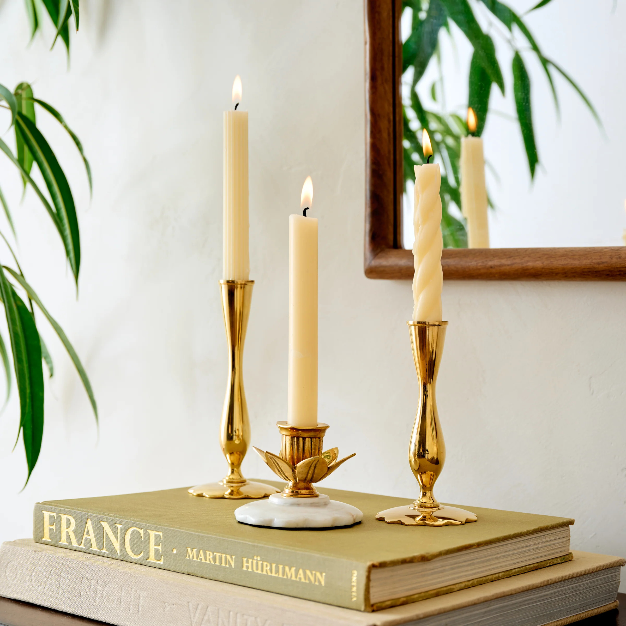 Marble and Brass Tulip Candleholder | Magnolia