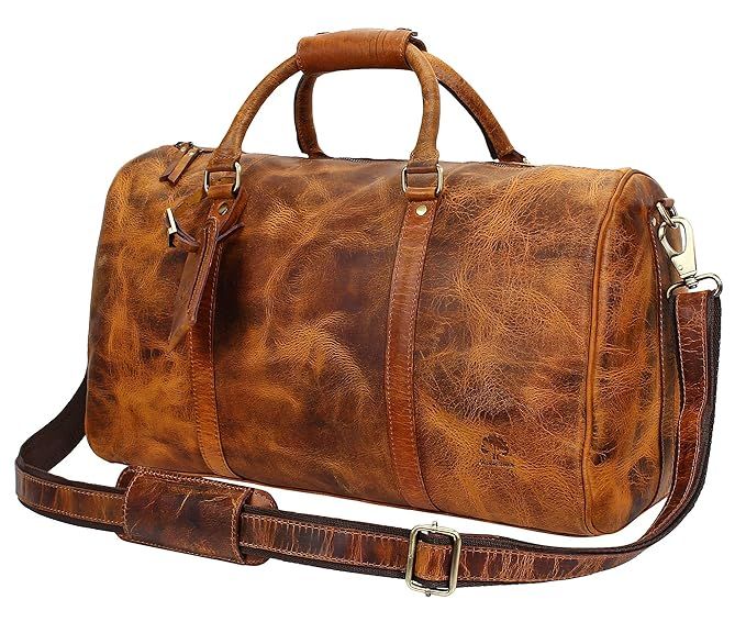 Leather Duffel Bags For Men Women - Airplane Underseat Carry On Luggage By Rustic Town | Amazon (US)