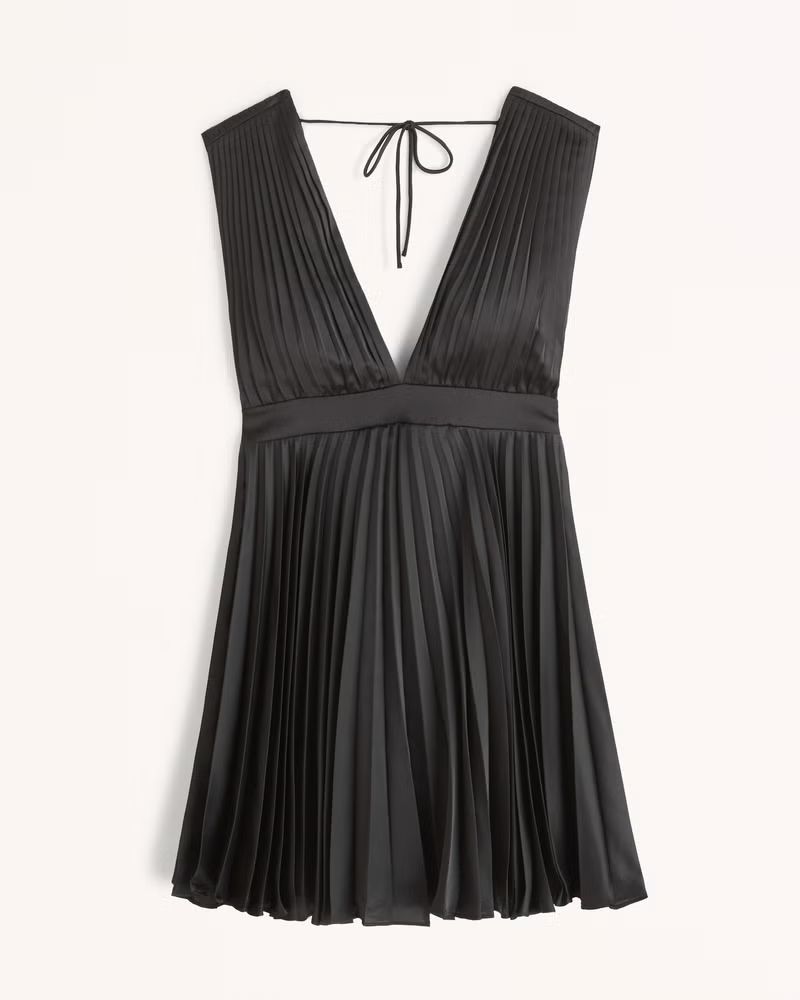 Plunge Pleated Mini Dress | Abercrombie & Fitch (UK)