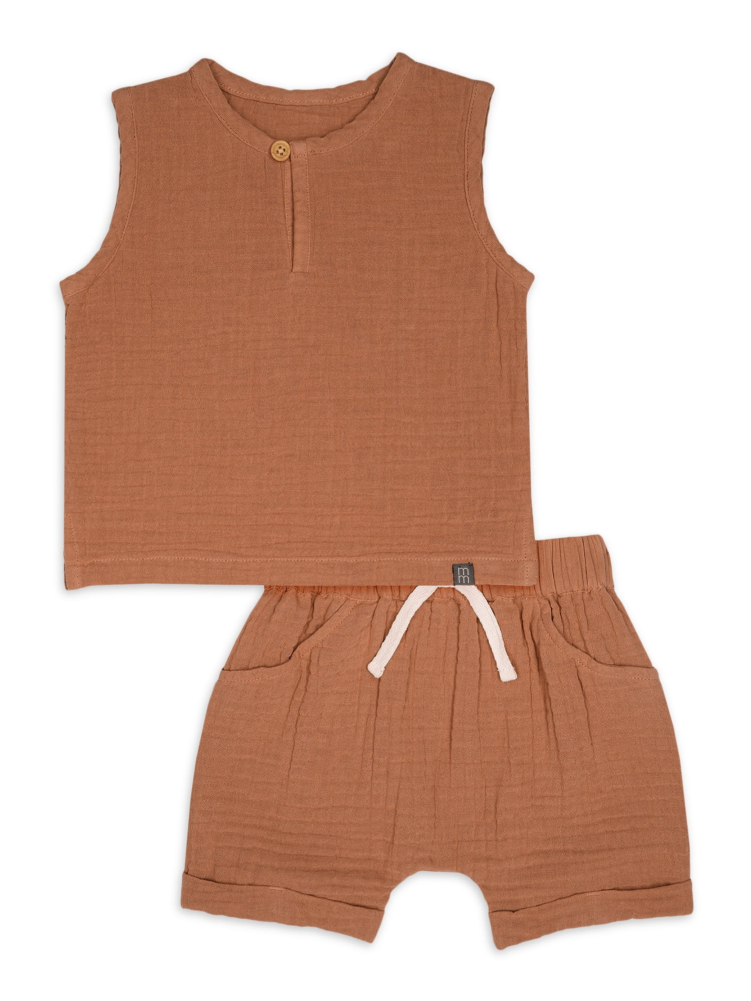 Modern Moments by Gerber Baby Boy Casual Sleeveless Top and Short Outfit Set, Sizes 0/3 Months - ... | Walmart (US)