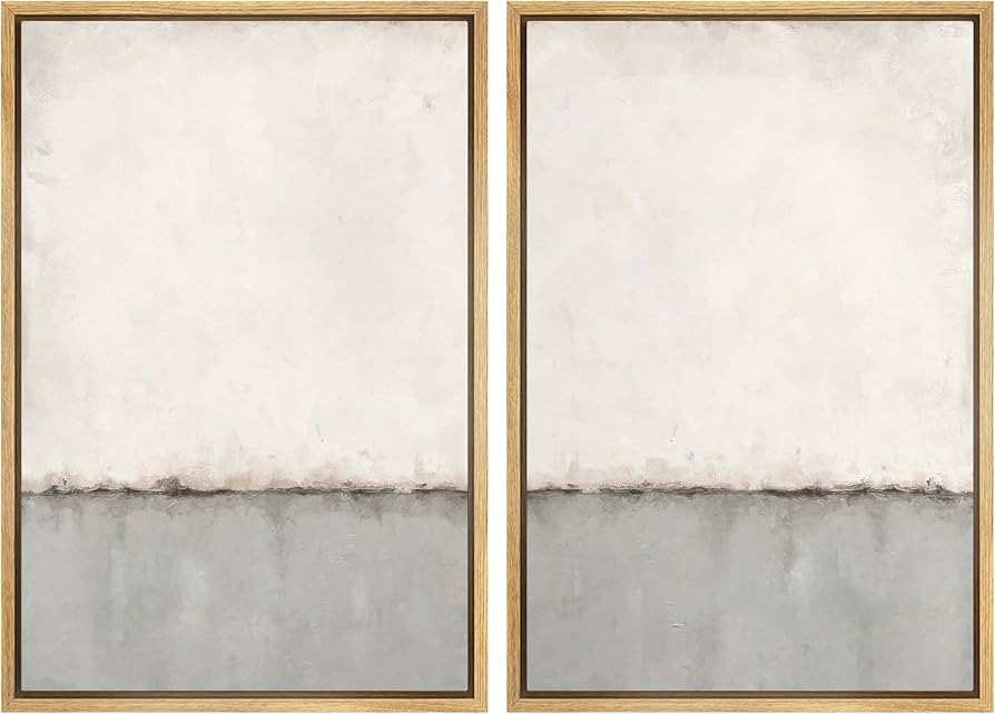 SIGNWIN Framed Canvas Print Wall Art Set Pastel Gray White Landscape Abstract Shapes Illustration... | Amazon (US)