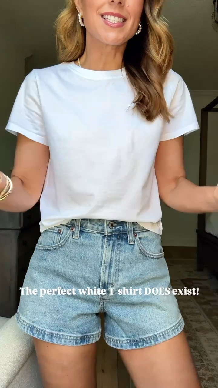 This is the white tee I’ve had for many years! Cones last hip length and easy to tuck. 100% cotton. XXS in this. Abercrombie curve love 90s cutoff denim shorts are TTS. Elevated casual. Casual outfit. Casual style. Summer outfit. 


#LTKgrwm #LTKootd #LTKPetite