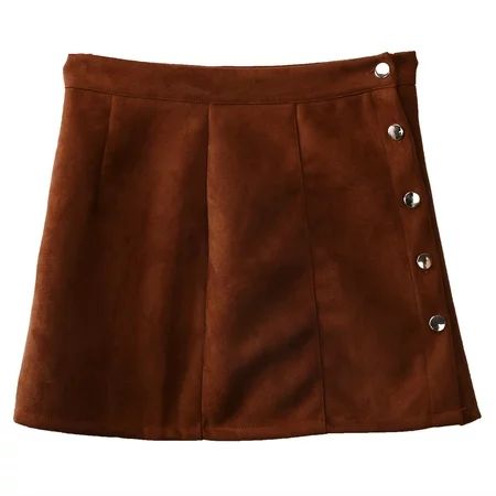 Women s Elegant Corduroy Button Front High Waist A Line Solid Basic Casual Mini Skirt | Walmart (US)