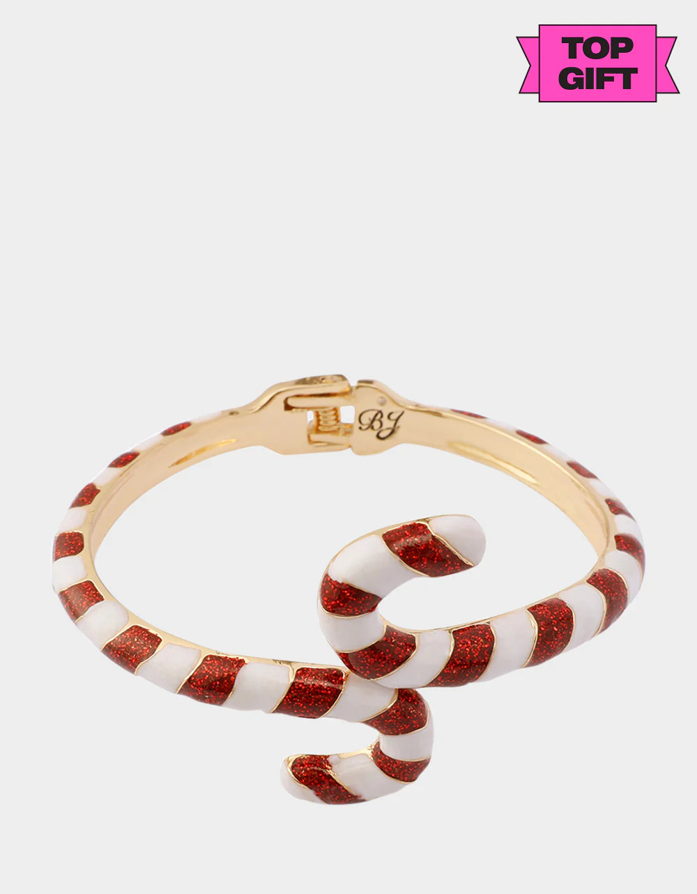 CANDY CANE HINGE BRACELET RED Women's Christmas-Themed Candy Cane Hinge Bangle Bracelet | Betsey Johnson