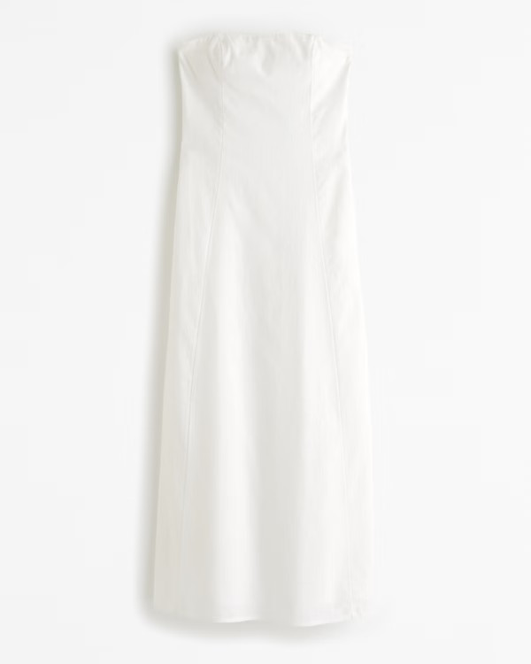 Strapless Skimming Linen-Blend Maxi Dress | Abercrombie & Fitch (US)