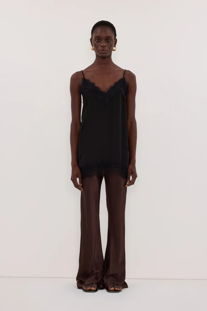 NIKKI BITTER CHOC SATIN BIAS PANT | DISSH