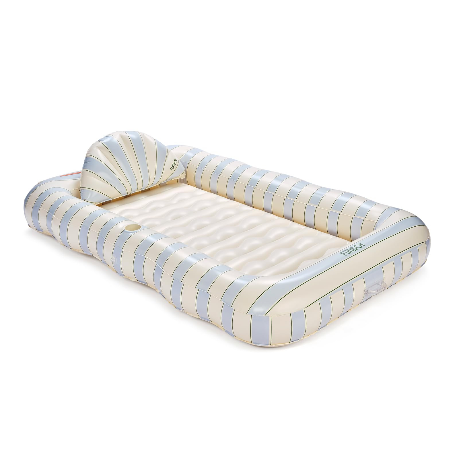 FUNBOY Tanning Pool Lounger Float Blue & Green Stripe, XL 72" x 48" with Pillow and Large Cup Hol... | Amazon (US)