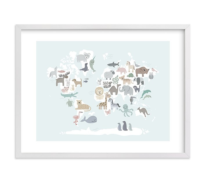 Minted® Wild World Map Wall Art by Jessie Steury | Pottery Barn Kids