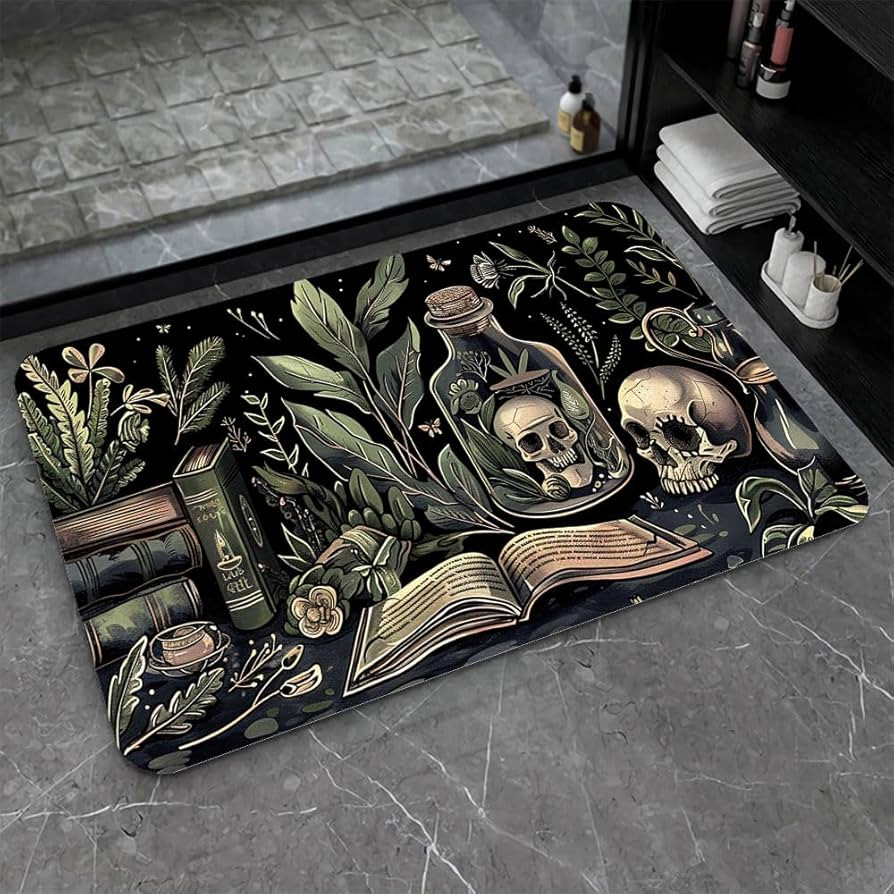 Bath Mat-Bathroom Rug\uff0cBooks and Skulls-Absorbent Non Slip Quick Dry Stain Resistant Easy to ... | Amazon (US)