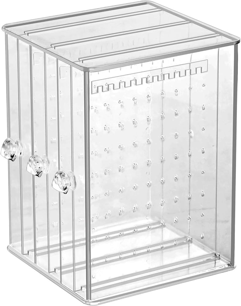Sooyee Clear Acrylic Jewelry Storage Box,3 Vertical Drawer Earrings Display Stand Holder, Transpa... | Amazon (US)