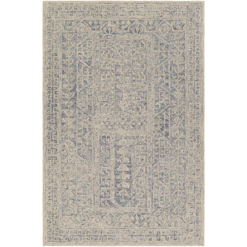 Judithe Oriental Handmade Tufted Wool Navy/Beige Area Rug | Wayfair North America