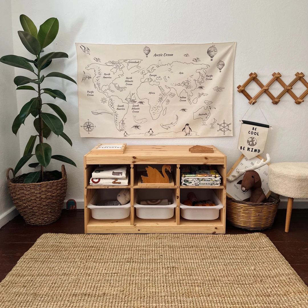 World Map Tapestry / Organic Cotton Fabric Tapestry / Kid's Room Tapestry /  Nursery Tapestry / E... | Etsy (US)