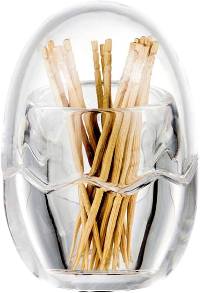 Acrylic Toothpick Holder Dispenser Organizer Clear Storage Box with Lid (Egg Shape), YTBH-08363 | Amazon (US)