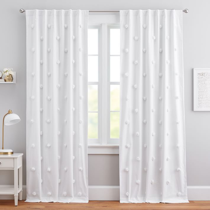 Pom-Pom Appliqué  Blackout Curtain | Pottery Barn Teen